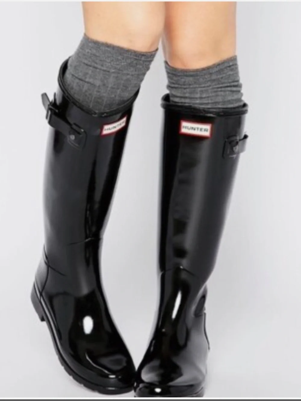 Hunter Women's Original Tall Gloss Rain Boots Black Size 7
